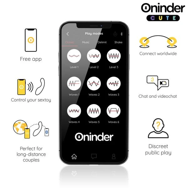 Oninder Cute Love Buddy Master G-Spot Vibrator met app-bediening, geel/blauw