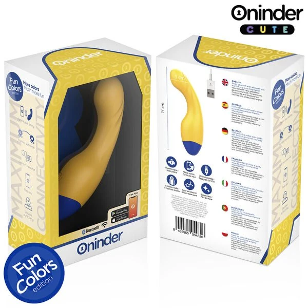 Oninder Cute Love Buddy Master G-Spot Vibrator met app-bediening, geel/blauw