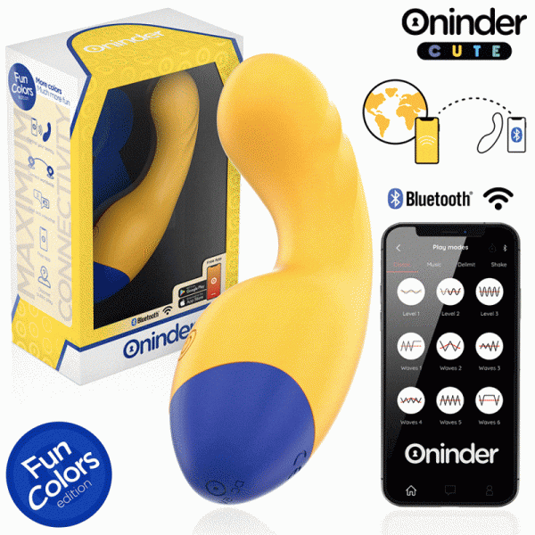 Oninder Cute Love Buddy Master G-Spot Vibrator met app-bediening, geel/blauw