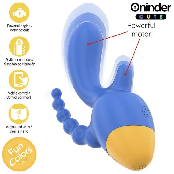 Oninder Cute Dreifachvibrator mit Klitoris- und Analstimulation, App-gesteuert