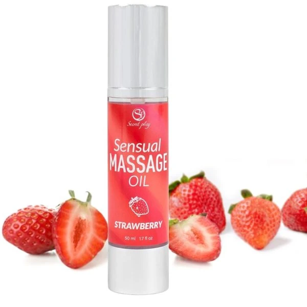 Secretplay Cosmetic Aardbeien-Massageolie met Airless-Doseerder 50 ml