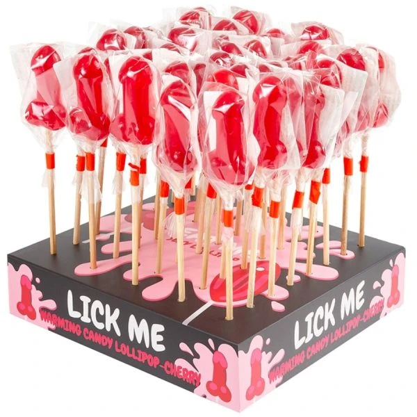 Secretplay Cosmetic Cherry Candy Penis Lollipop met scherp warmte-effect, 40 stuks