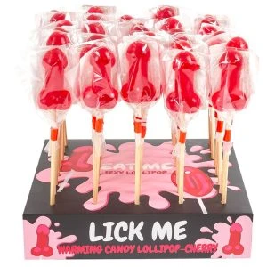 Secretplay Cosmetic Cherry Candy Penis Lollipop with Spicy Warming Effect, 40 Pieces