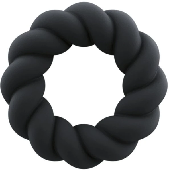 Rocks-off Twist Penisring van flexibel siliconen, zwart