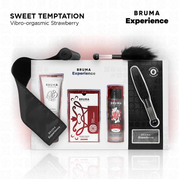 Bruma Xperience Aardbei-massageset met vibrator en glijmiddel