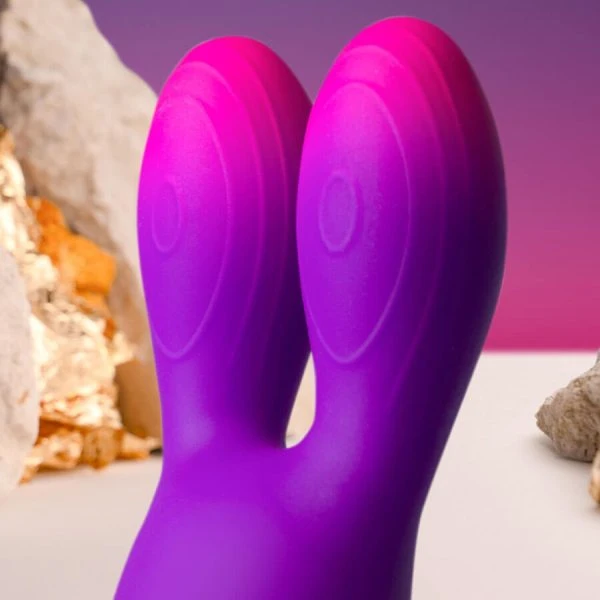 Rocks-off Glo-Girl Bunny Vibrator met clitorisstimulators, flexibel, paars