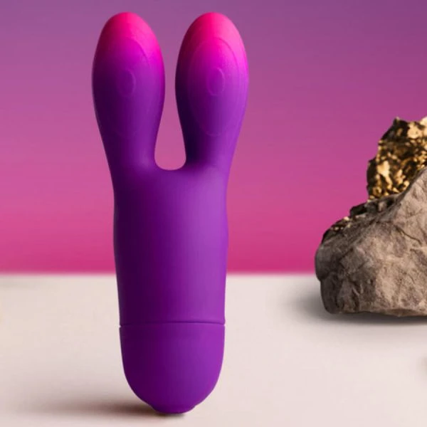 Rocks-off Glo-Girl Bunny Vibrator met clitorisstimulators, flexibel, paars