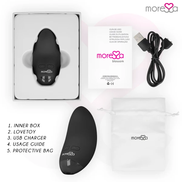 Moressa Blossom Mini-Vibrator met 6 standen en 3 intensiteiten, zwart Moressa Blossom Mini-Vibrator met 6 standen en 3 intensiteiten, zwart