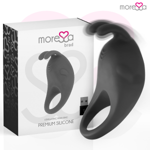 Moressa Brad Siliconen Penisring met Clitorisstimulator, oplaadbaar, zwart Moressa Brad Siliconen Penisring met Clitorisstimulator, oplaadbaar, zwart - Afbeelding 1