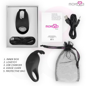 Moressa Brad Siliconen Penisring met Clitorisstimulator, oplaadbaar, zwart Moressa Brad Siliconen Penisring met Clitorisstimulator, oplaadbaar, zwart - Afbeelding 6