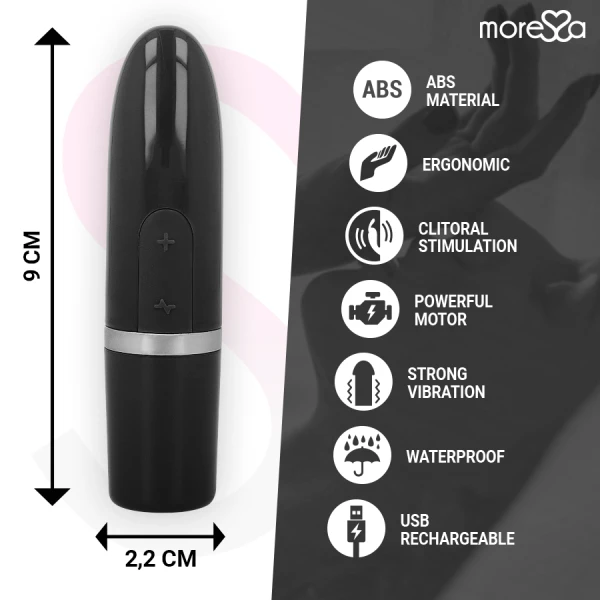 Moressa Ivy Vibrator Reisgenoot in lippenstiftvorm zwart Moressa Ivy Vibrator Reisgenoot in lippenstiftvorm zwart
