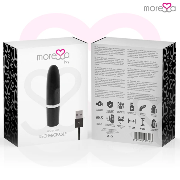 Moressa Ivy Vibrator Reisgenoot in lippenstiftvorm zwart Moressa Ivy Vibrator Reisgenoot in lippenstiftvorm zwart