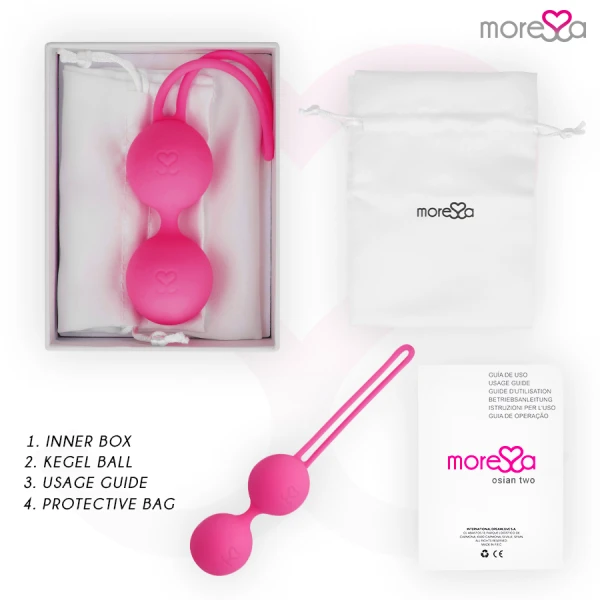 Moressa Osian TWO siliconen liefdesballetjes voor bekkenbodemtraining, roze