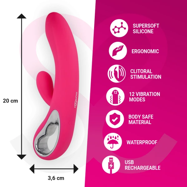 Moressa Troy Siliconen G-Punt Vibrator met Clitorisstimulator, 200 x 36 mm