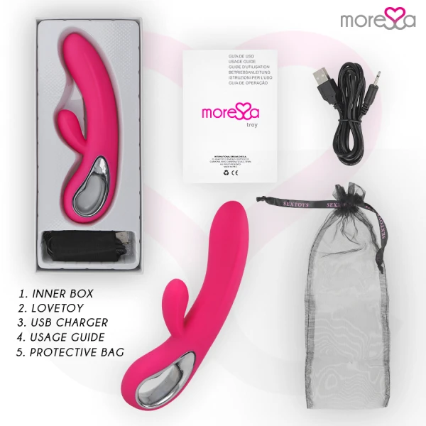 Moressa Troy Siliconen G-Punt Vibrator met Clitorisstimulator, 200 x 36 mm