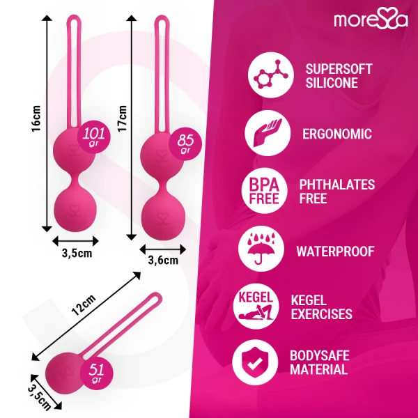 Moressa Osian Set liefdeskogels van siliconen, 3-delig, roze Moressa Osian Set liefdeskogels van siliconen, 3-delig, roze
