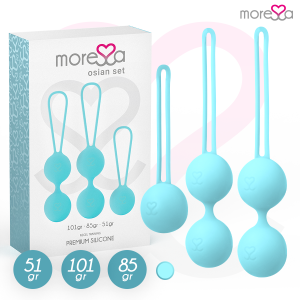 Moressa Osian SET liefkogels voor bekkenbodemtraining Turkoois siliconen Moressa Osian SET liefkogels voor bekkenbodemtraining Turkoois siliconen - Afbeelding 1