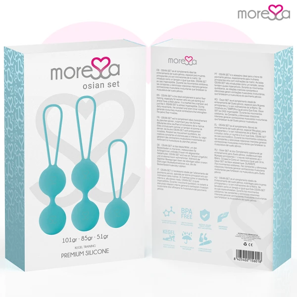 Moressa Osian SET liefkogels voor bekkenbodemtraining Turkoois siliconen