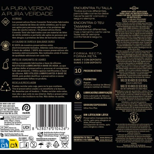 Durex Total Connection XL Ultra Fine Plus Kondome latexfreie 10 Stück
