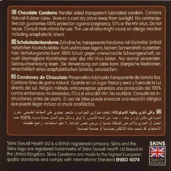 Skins condooms met chocoladesmaak, 4-pack