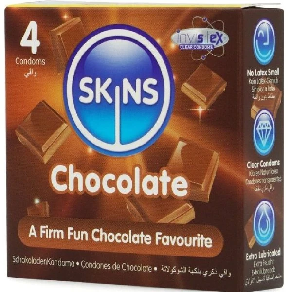 Skins condooms met chocoladesmaak, 4-pack