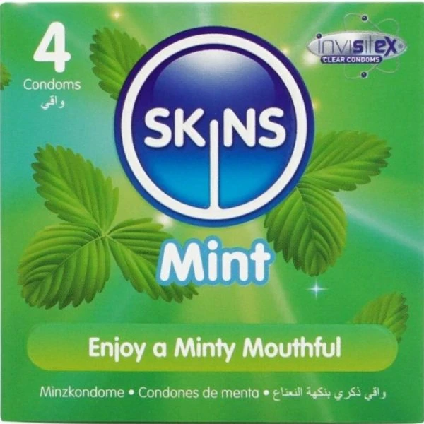 Skins Mint Kondome 4er-Pack mit Minzgeschmack