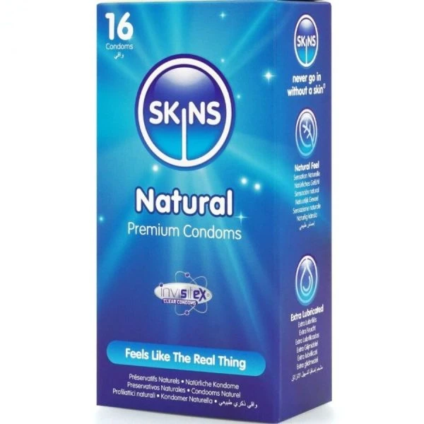 Skins Natural Premium Condooms 16 stuks, ultradun, vanillegeur Skins Natural Premium Condooms 16 stuks, ultradun, vanillegeur