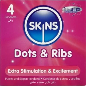 Skins Kondome Dots & Ribs 4er-Pack strukturiert
