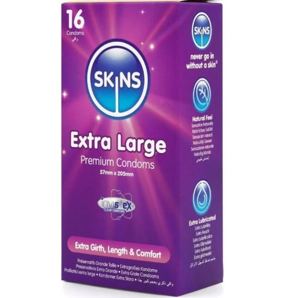 Skins Extra Large Kondome 16er Packung mit Vanilleduft