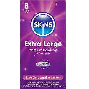 Skins Extra Large Condooms 8 stuks, 57 mm omtrek, 205 mm lengte Skins Extra Large Condooms 8 stuks, 57 mm omtrek, 205 mm lengte - Afbeelding 1