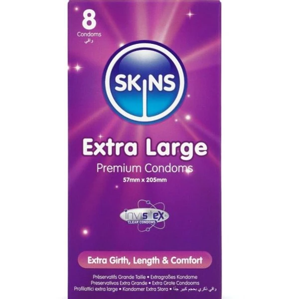 Skins Extra Large Condooms 8 stuks, 57 mm omtrek, 205 mm lengte