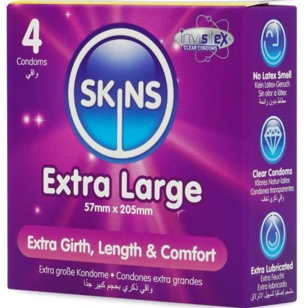 Skins Extra Large Condooms 4-pack met vanillegeur