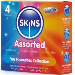 Skins Condooms Assortiment 4-pack met noppen, ribbels en ultradun Skins Condooms Assortiment 4-pack met noppen, ribbels en ultradun - Afbeelding 2