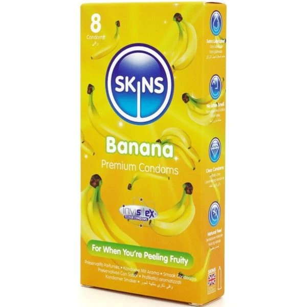 Skins Condooms met bananensmaak, 8 stuks Skins Condooms met bananensmaak, 8 stuks