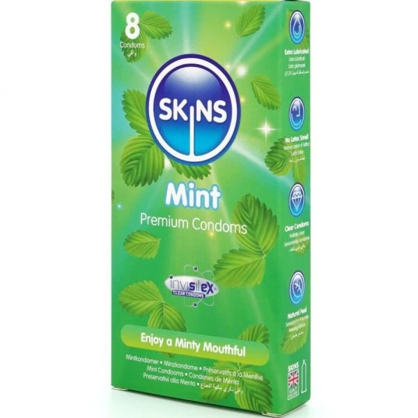 Skins Mint Kondome 8er-Pack mit Minzgeschmack