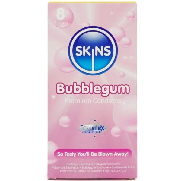 Skins Bubblegum Premium-Kondome mit Kaugummigeschmack 8 Stück