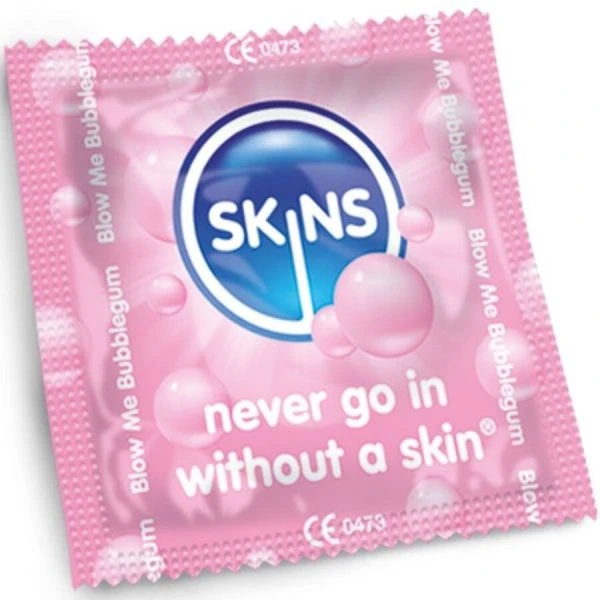 Skins Bubblegum Kondome 4er-Pack mit Kaugummi-Geschmack