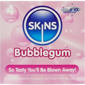 Skins Bubblegum Kondome 4er-Pack mit Kaugummi-Geschmack