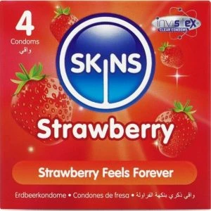 Skins Aardbeiencondooms 4-pack met fruitsmaak