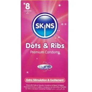 Skins Dots & Ribs Condooms met Nopjes en Ribbels 8-stuks