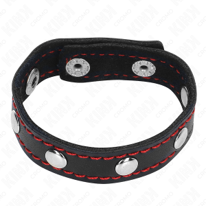 Kink Ring Power Penisring van leer met druksluiting rood Kink Ring Power Penisring van leer met druksluiting rood - Afbeelding 3