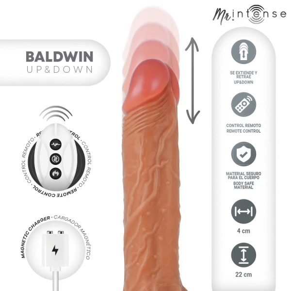 MR. Intense High Tech Baldwin Realistische vibrator met op-en-neer beweging, 22 cm MR. Intense High Tech Baldwin Realistische vibrator met op-en-neer beweging, 22 cm