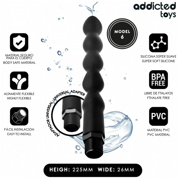Addicted Toys Anal Cleaner Model 6 with Universal Adapter, 225 mm