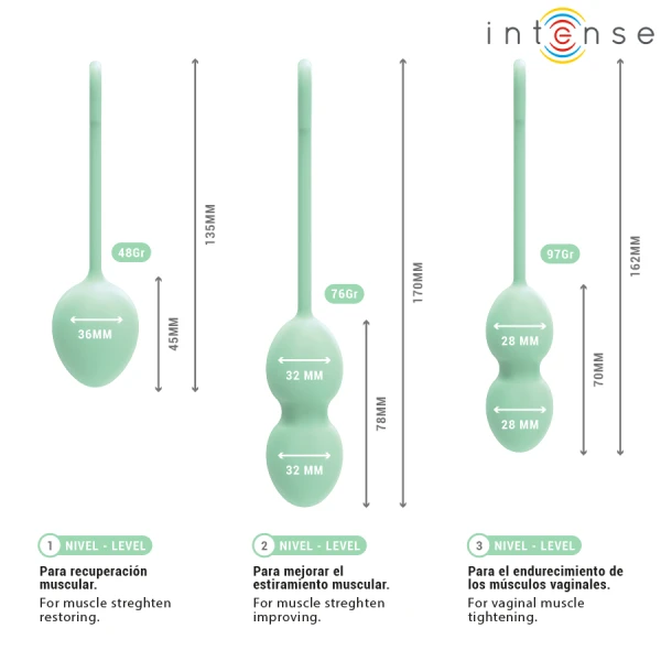Intense Health Kegel Liebeskugeln Charli Kegel Ball Set 3-teilig hellgrün