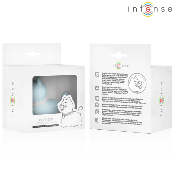 Intense FUN Toys Auflegevibrator Duchess Stimulator mit rotierender Zunge 360° Blau