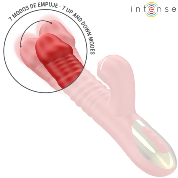 Intense Thalia Vibrator met stootfunctie en clitorisstimulator rood
