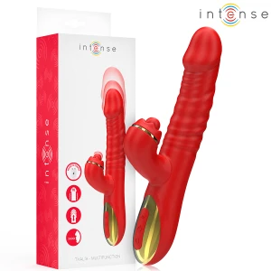 Intense Thalia Vibrator met stootfunctie en clitorisstimulator rood