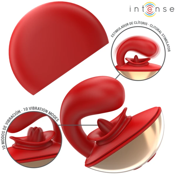 Intense Mariah U-vormige vibrator en stimulator 10 trillingen rood Intense Mariah U-vormige vibrator en stimulator 10 trillingen rood