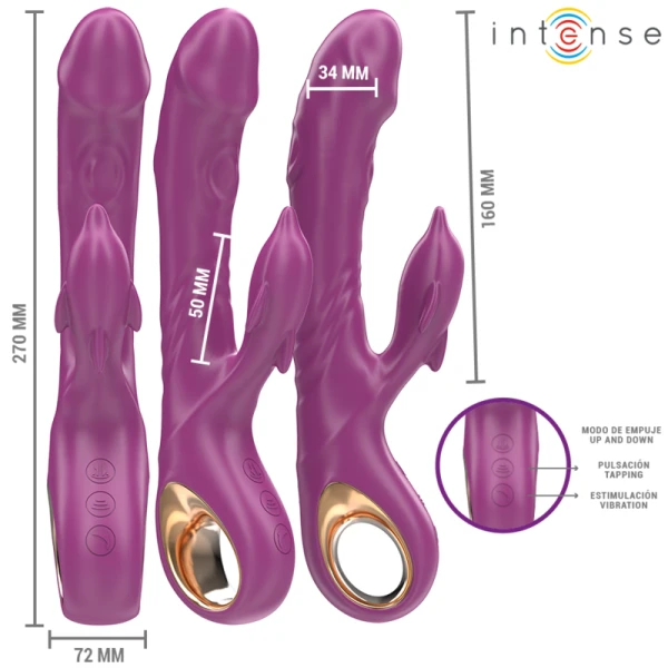 Intense High Tech Halle Multifunctionele Vibrator met Dolfijn-stimulerende Tong Paars