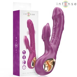 Intense High Tech Halle Multifunctionele Vibrator met Dolfijn-stimulerende Tong Paars
